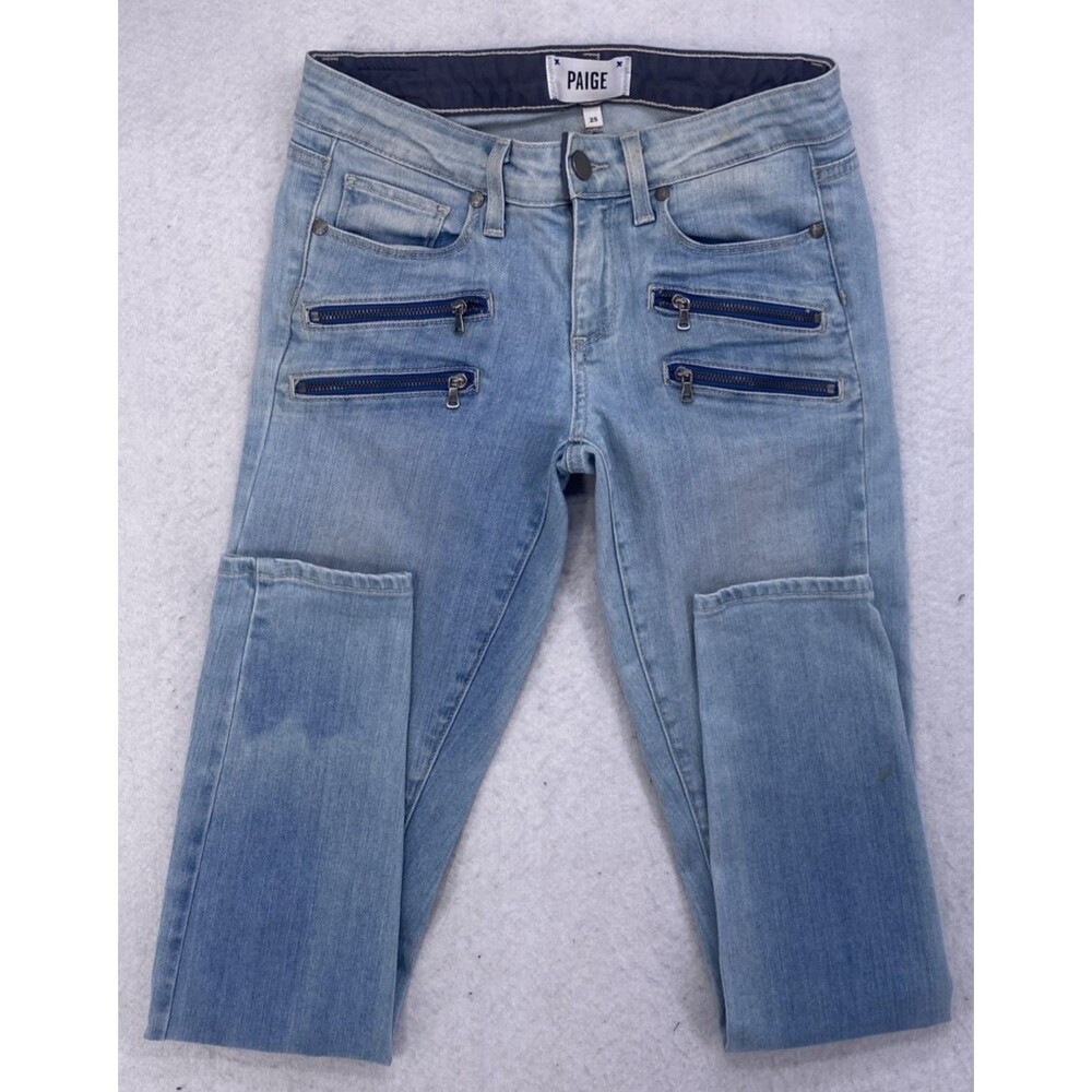 PAIGE Edgemont Skinny Zip Jeans Women’s 25 Light Wash USA Made Stretch Denim - Picture 11 of 14